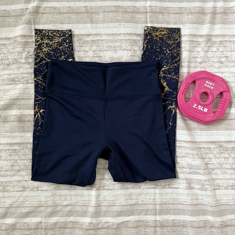 💪🏻 Marika Navy/Gold Medium Yoga Leggings